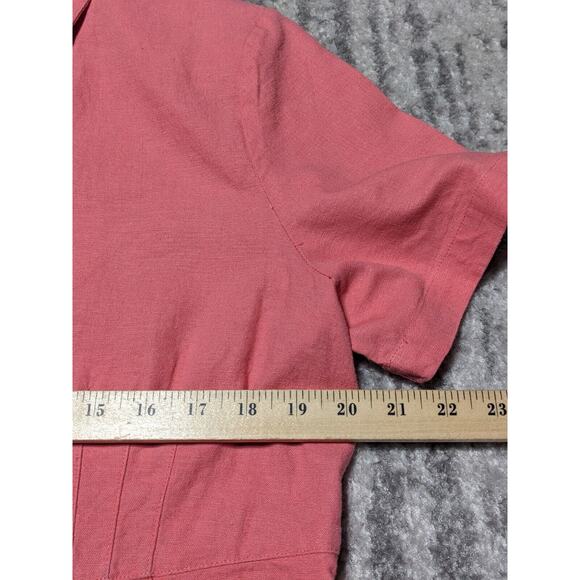 The TOG Shop Midi Shirt Dress Women Size 14P Pink Button Front Linen Blend - Picture 11 of 14